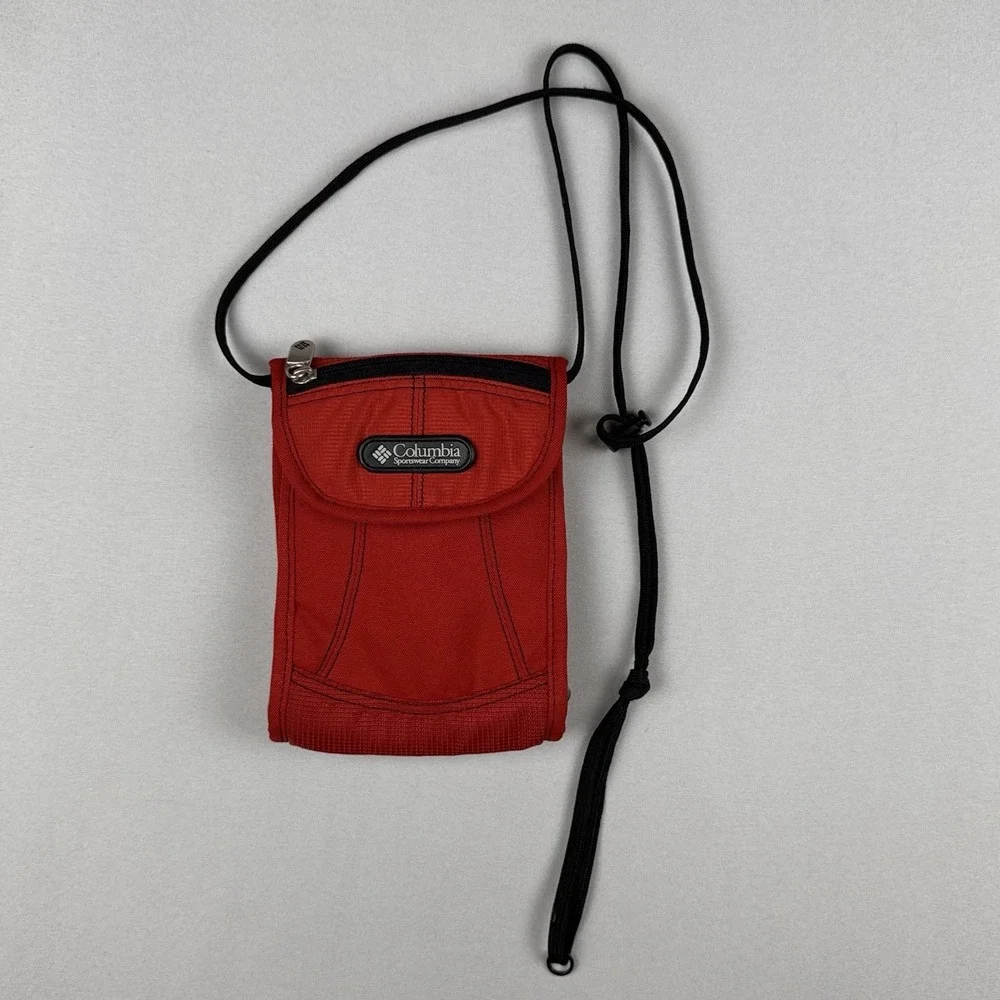 Columbia Ditty Pouch Red Neck Wallet Travel Passport ID Holder Crossbody Bag